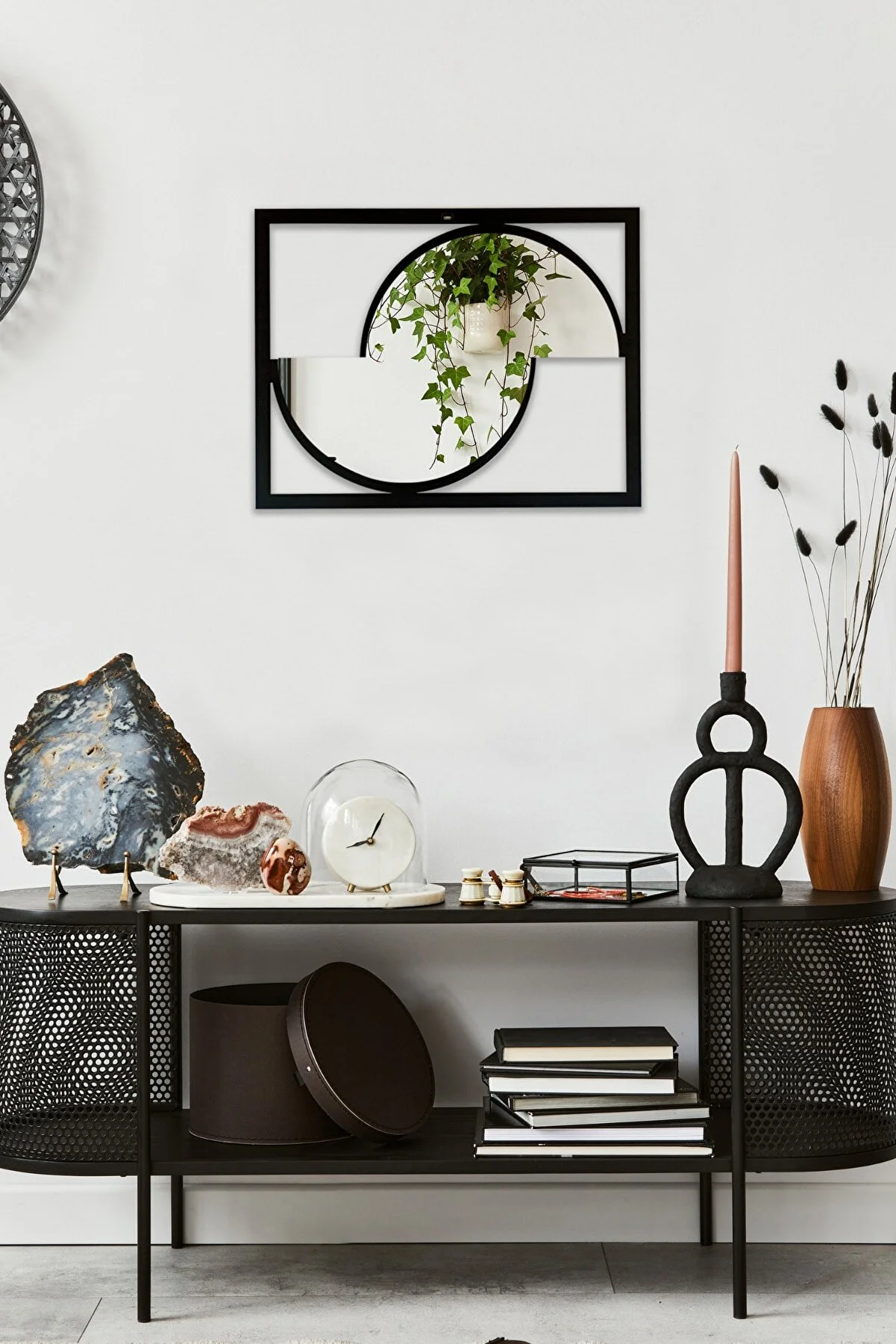 مرآة حائط مزخرفة على شكل رف ، مدخل مرآة دائري مزخرف ، جدار ، غرفة المعيشة ، مرحاض الحمام ، مرآة مكتب - Image 2